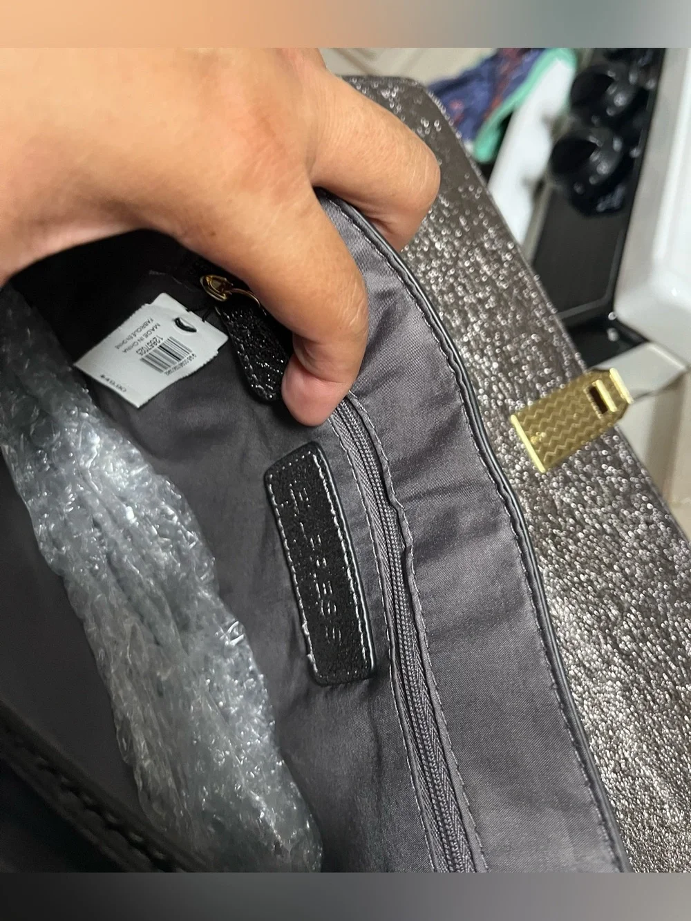 EXPRESS Clutch Purse Textured Metallic Gray 11.25” x 7.5” NWT (MSRP $49.90)